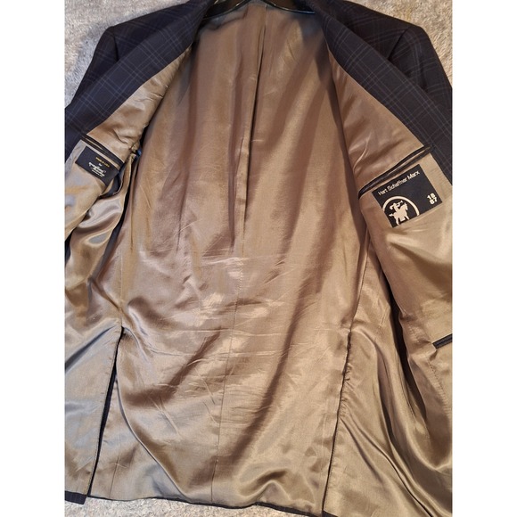 Hart Schaffner Marx Mens Blue Plaid Blazer Sport Coat Chest 44 in Union Made USA - Picture 13 of 13